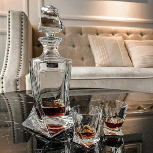 Bộ bình rượu 500ml + 6 cốc pha lê Bohemia Quadro 55ml