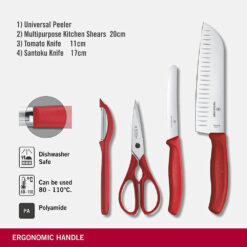 bộ dụng cụ nhà bếp Victorinox Classic 4 món màu đỏ - Thụy Sỹ