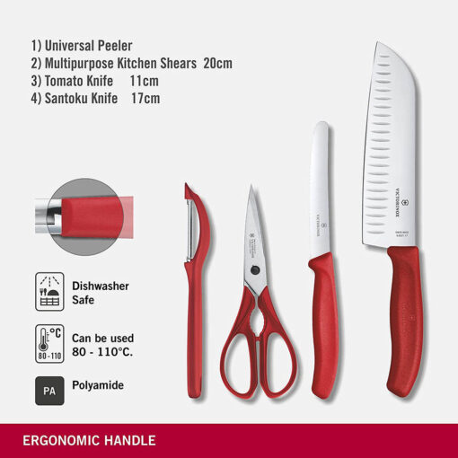 bộ dụng cụ nhà bếp Victorinox Classic 4 món màu đỏ - Thụy Sỹ