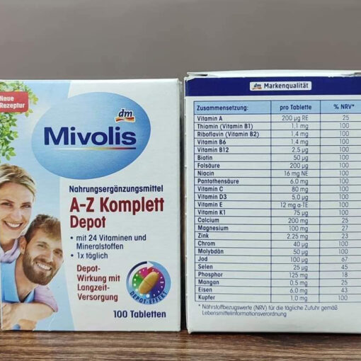 Vitamin tổng hợp Mivolis A-Z Komplett Depot hộp 100V