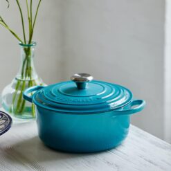 Nồi gang Le Creuset Brater Rund Evo Caribe Blue xanh ngọc