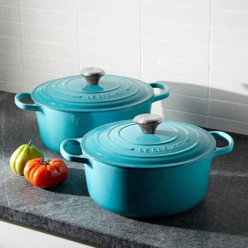 Nồi gang Le Creuset Brater Rund Evo Caribe Blue xanh ngọc