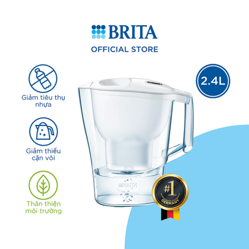 Bình lọc nước Brita Elemaris Cool White Maxtra Plus 2,4L kèm 1 lõi lọc