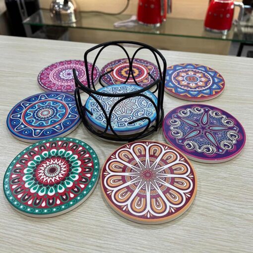 InnoGear Coasters, Coasters for Drinks Absorbent Ceramic Bộ Lót ly 8 chiếc đường kính 10,4cm