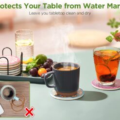 InnoGear Coasters, Coasters for Drinks Absorbent Ceramic Bộ Lót ly 8 chiếc đường kính 10,4cm