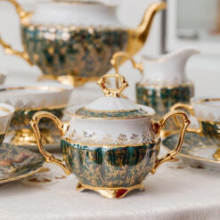 Bộ trà sứ mạ vàng men ngọc trai Tiệp khắc BC50