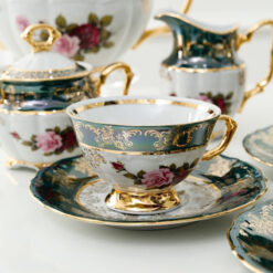 Bộ trà sứ mạ vàng men ngọc trai Tiệp Khắc BC36
