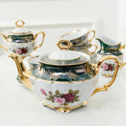 Bộ trà sứ mạ vàng men ngọc trai Tiệp Khắc BC36