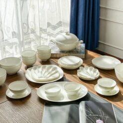 Set bát sứ Imperial 50 món trắng trơn