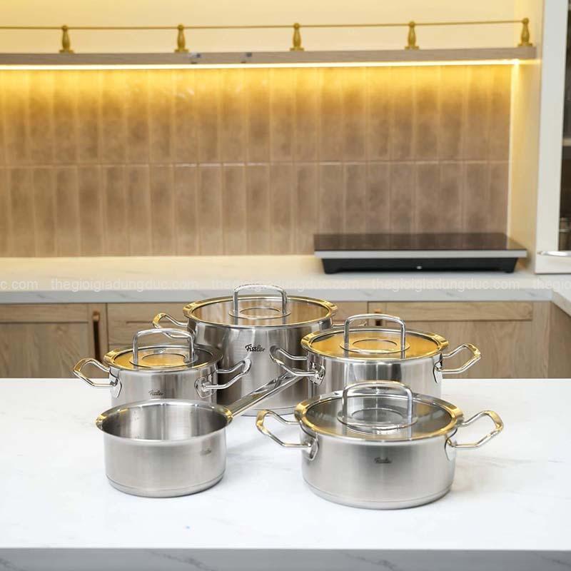 Bộ nồi Fissler Profi set 5 món vung kính (4 nồi, 1 quánh)