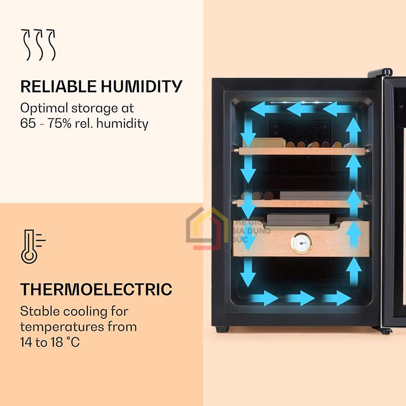 tu-giu-am-cigar-klarstein-37l-mau-bac7 Tủ giữ ẩm Cigar Klarstein 37L màu bạc