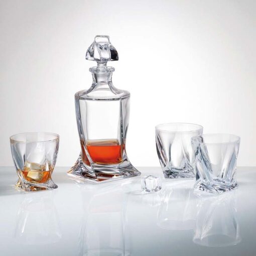 Bộ bình rượu 770ml + 6 cốc pha lê Bohemia Quadro 340ml