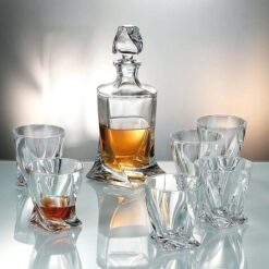Bộ bình rượu 770ml + 6 cốc pha lê Bohemia Quadro 340ml