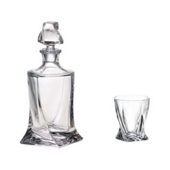 Bộ bình rượu 770ml + 6 cốc pha lê Bohemia Quadro 340ml