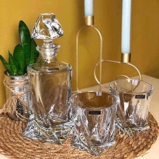 Bộ bình rượu 770ml + 6 cốc pha lê Bohemia Quadro 340ml