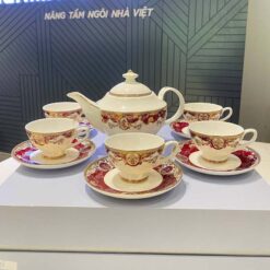 Bộ trà và kệ bánh Hoàng Gia đỏ Spedona
