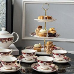 Bộ trà và kệ bánh Hoàng Gia đỏ Spedona