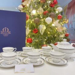 Bộ trà và kệ bánh Hoàng Gia viền bạc Spedona