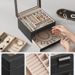 Hộp đựng trang sức, mắt kính,...có nắp kính Songmics