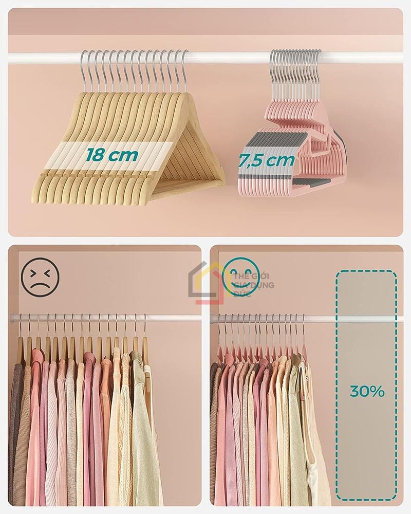 set-50-cai-mac-treo-quan-ao-songmics-xoay-360-11 Set 50 cái mắc treo quần áo Songmics xoay 360°