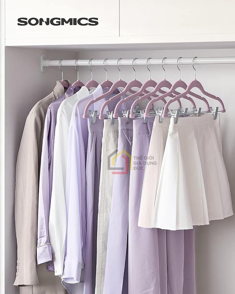 set-mac-phu-nhung-kem-kep-treo-quan-vay-songmics-30-chiec6 Set mắc phủ nhung kèm kẹp treo quần/váy Songmics 30 chiếc