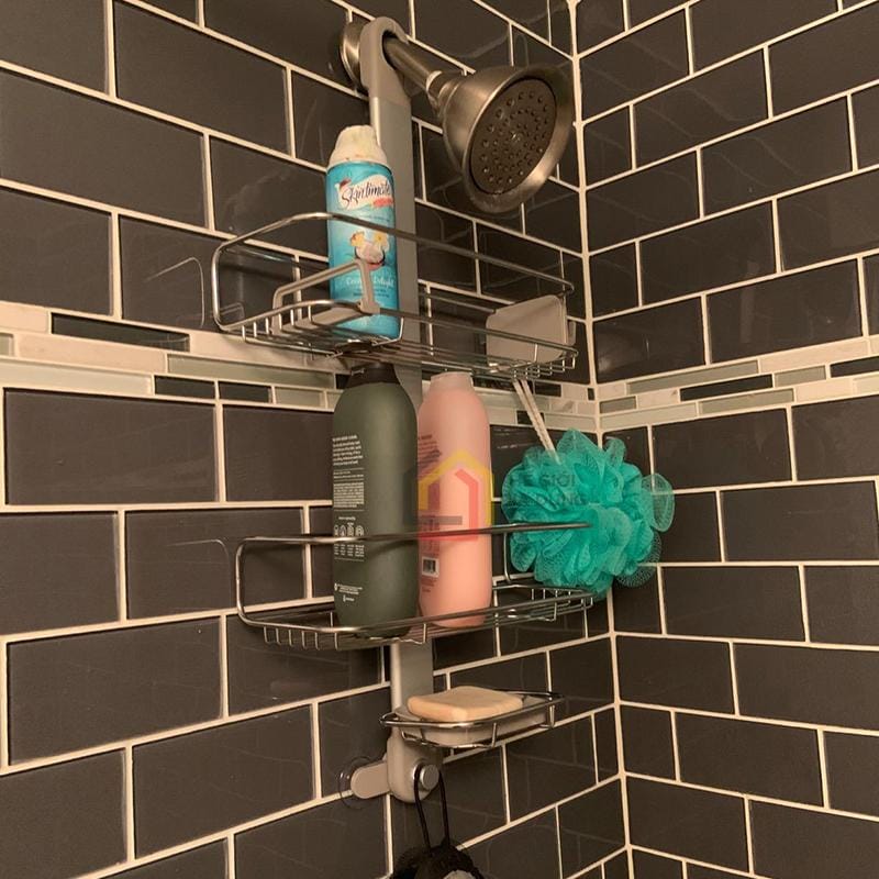 gia-de-dung-cu-nha-tam-caddy-simplehuman10 Giá để dụng cụ nhà tắm Caddy Simplehuman loại treo vách kính, không cần khoan đục