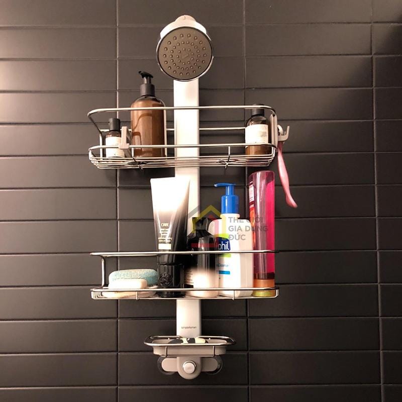 gia-de-dung-cu-nha-tam-caddy-simplehuman8 Giá để dụng cụ nhà tắm Caddy Simplehuman loại treo vách kính, không cần khoan đục