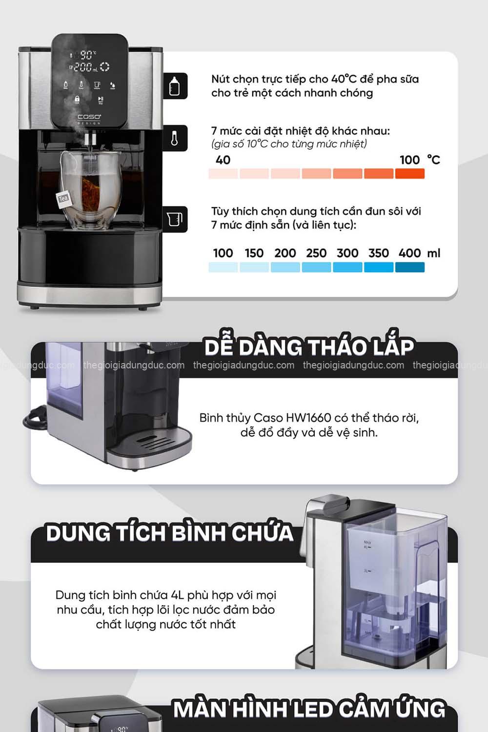 Bình thủy Caso HW1660 4L chính hãng