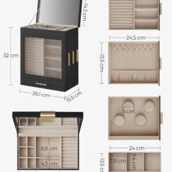 Hộp đựng trang sức, kính mắt Songmics 5 lớp có nắp kính