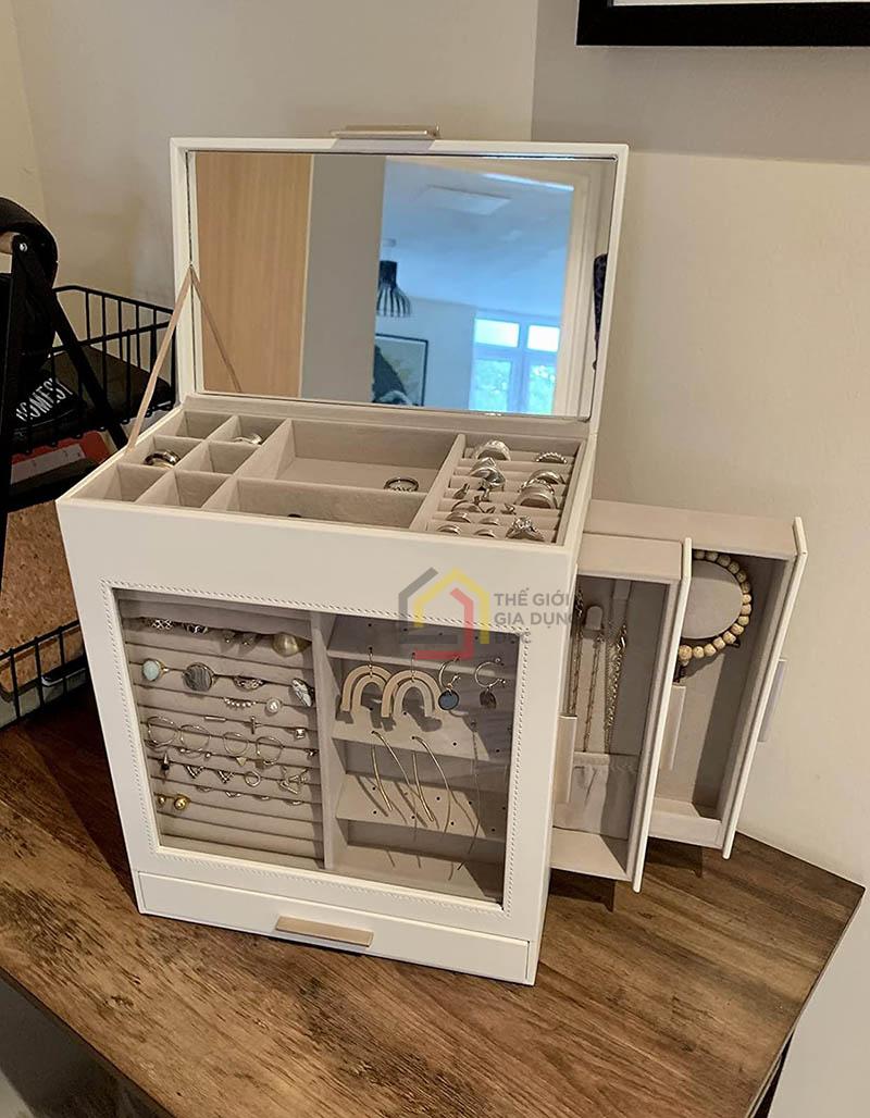 hop-dung-trang-suc-kinh-mat-songmics-5-lop-co-nap-kinh13 Hộp đựng trang sức, kính mắt Songmics 5 lớp có nắp kính