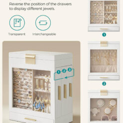 Hộp đựng trang sức, kính mắt Songmics 5 lớp có nắp kính