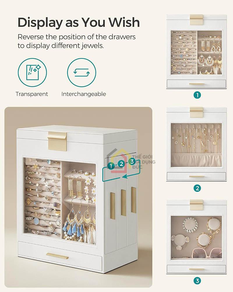 hop-dung-trang-suc-kinh-mat-songmics-5-lop-co-nap-kinh2 Hộp đựng trang sức, kính mắt Songmics 5 lớp có nắp kính