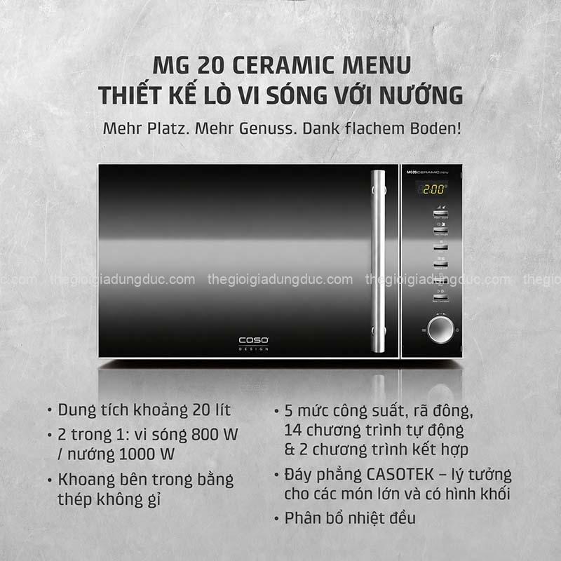 Lò vi sóng kèm nướng 2in1 CASO MG 20 Ceramic Menu