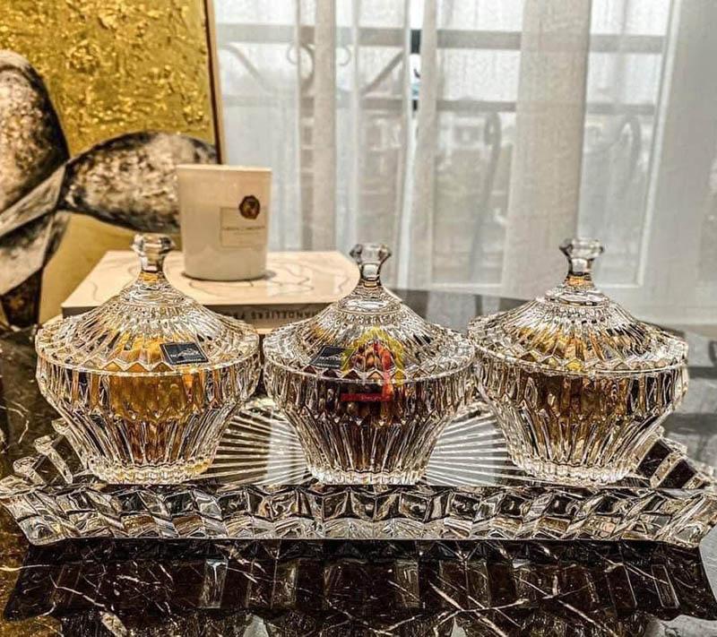 set-dia-tho-pha-le-rogaska-crown-jewel-1-dia-3-tho Set đĩa, thố pha lê Rogaska Crown Jewel (1 đĩa + 3 thố)