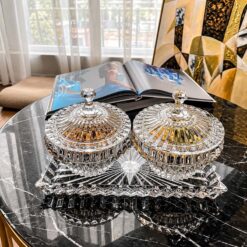 Set đĩa và thố pha lê Rogaska Crown Jewel