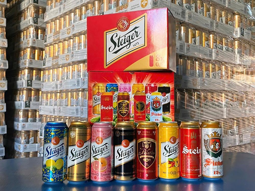 Bia hoa quả Steiger thùng 8 lon