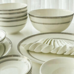 Bộ bát đĩa sứ xương Imperial London bạch kim anh 50 món