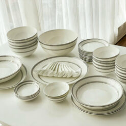 Bộ bát đĩa sứ xương Imperial London bạch kim anh 50 món