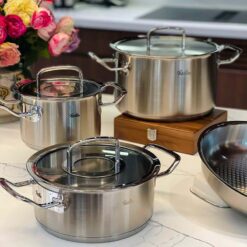 Bộ nồi Fissler Profi Original 5 món vung kính (4 nồi, 1 chảo 24cm/28cm)