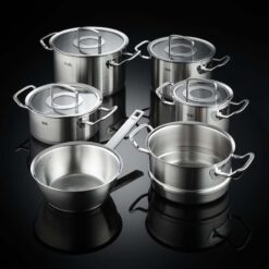 Bộ nồi Fissler Profi set 6 món vung kính (4 nồi, 1 chảo sâu lòng, 1 xửng hấp)