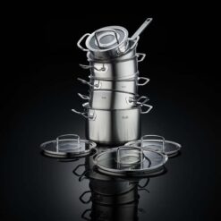 Bộ nồi Fissler Profi set 6 món vung kính (4 nồi, 1 chảo sâu lòng, 1 xửng hấp)