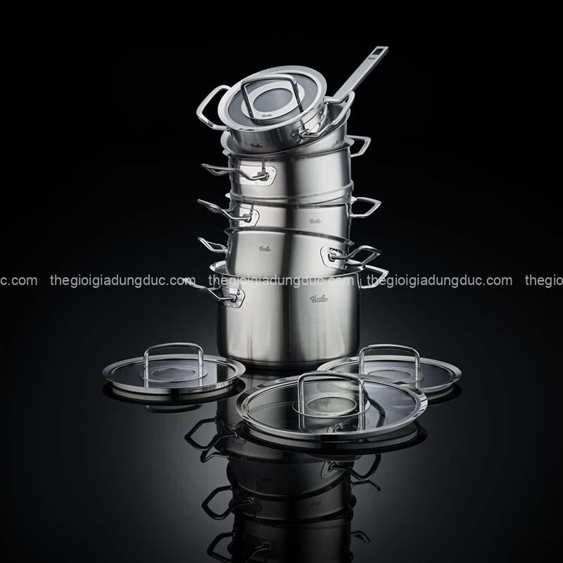 Bộ nồi Fissler Profi set 6 món vung kính (4 nồi, 1 chảo sâu lòng, 1 xửng hấp)