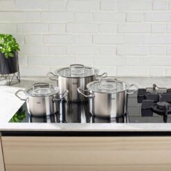 Bộ nồi Fissler Profi set 6 món vung kính (4 nồi, 1 chảo sâu lòng, 1 xửng hấp)