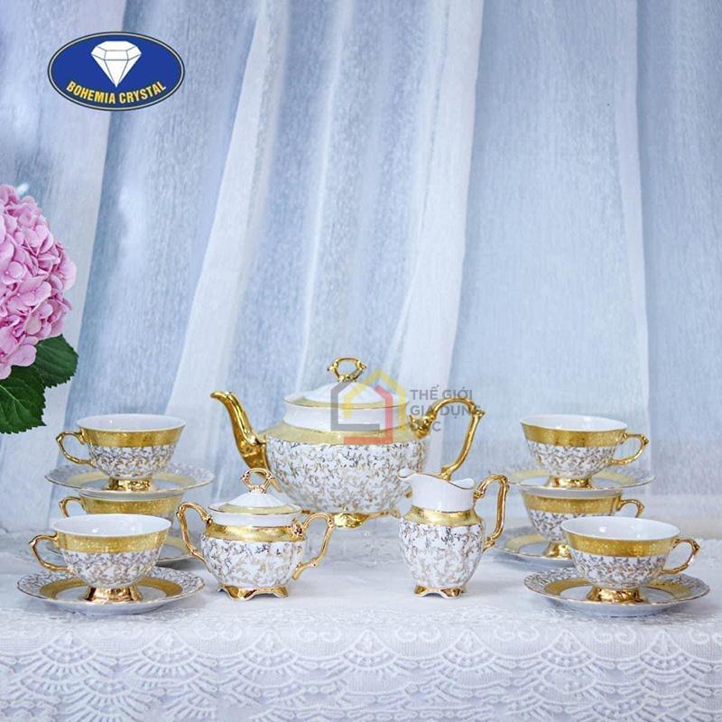 bo-tra-su-ma-vang-men-ngoc-trai-tiep-khac-bc115 Bộ trà sứ mạ vàng men ngọc trai Tiệp khắc BC115