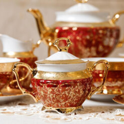 Bộ trà sứ mạ vàng men ngọc trai Tiệp Khắc BC124