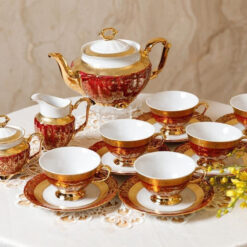 Bộ trà sứ mạ vàng men ngọc trai Tiệp Khắc BC124