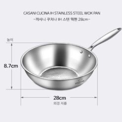 Chảo inox Casani Wokpan sâu lòng, size 28cm