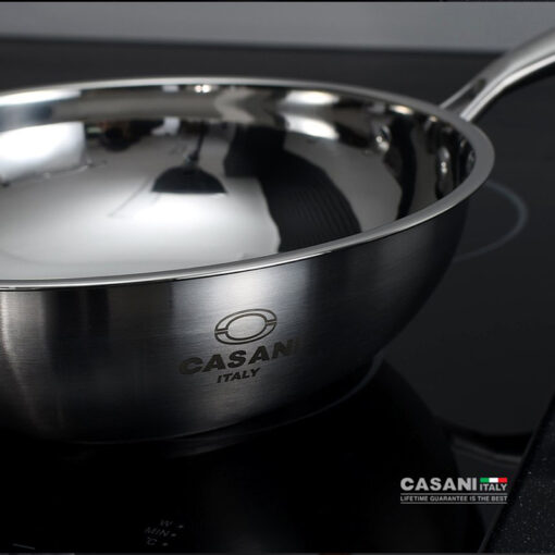 Chảo inox Casani Wokpan sâu lòng, size 28cm