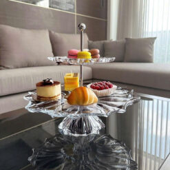 Kệ bánh, hoa quả pha lê 2 tầng Bohemia Plantica