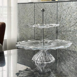 Kệ bánh, hoa quả pha lê 2 tầng Bohemia Plantica